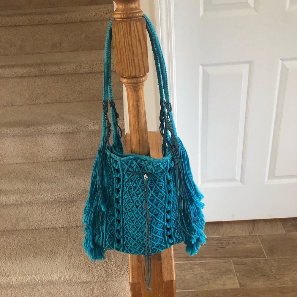 Lucky Brand Turquoise Macrame Purse